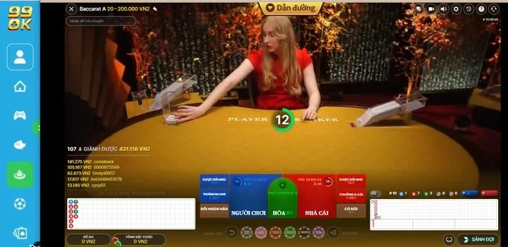 Các chức năng trong game Baccarat 99OK