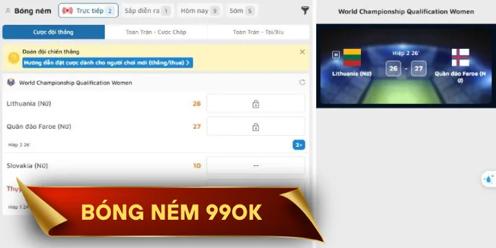 Bóng ném 99OK - Đỉnh cao cá cược thời đại mới thể thao online