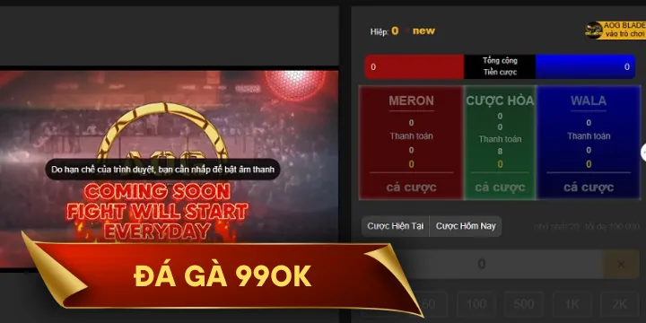 Đá gà 99OK - Phiên game cá cược nhận thưởng khủng liền tay